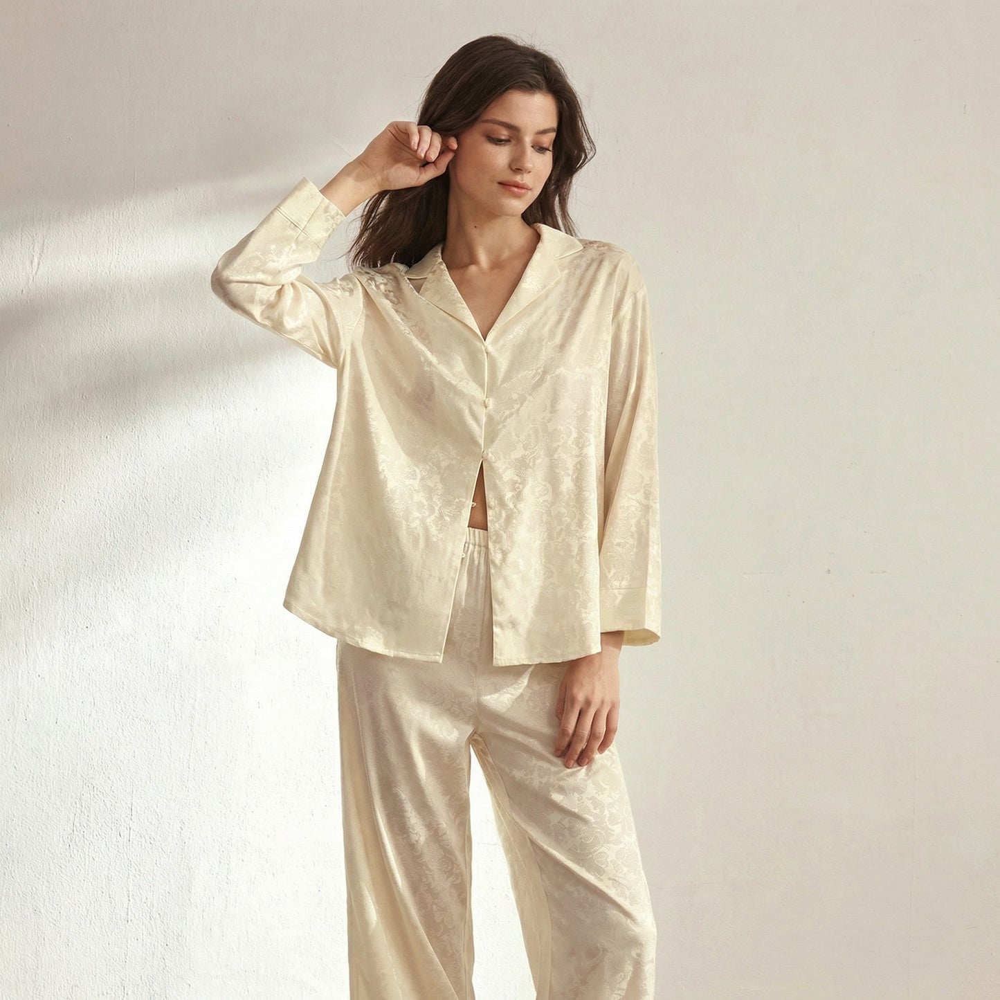 Women’s Long Cotton Satin Pajamas