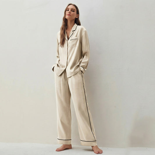 Women’s Long Bamboo Silk & Cotton Pajama Set
