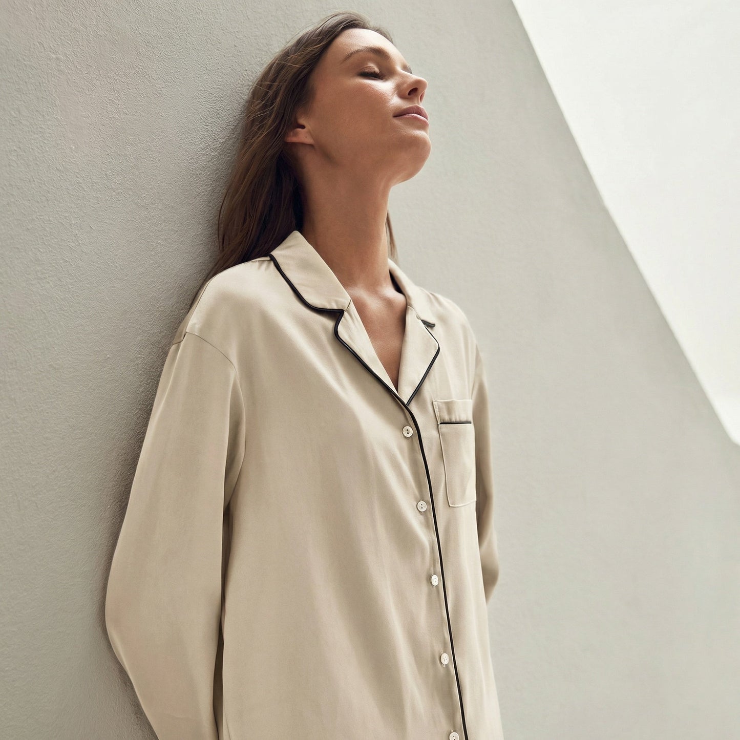 Women’s Long Bamboo Silk & Cotton Pajama Set