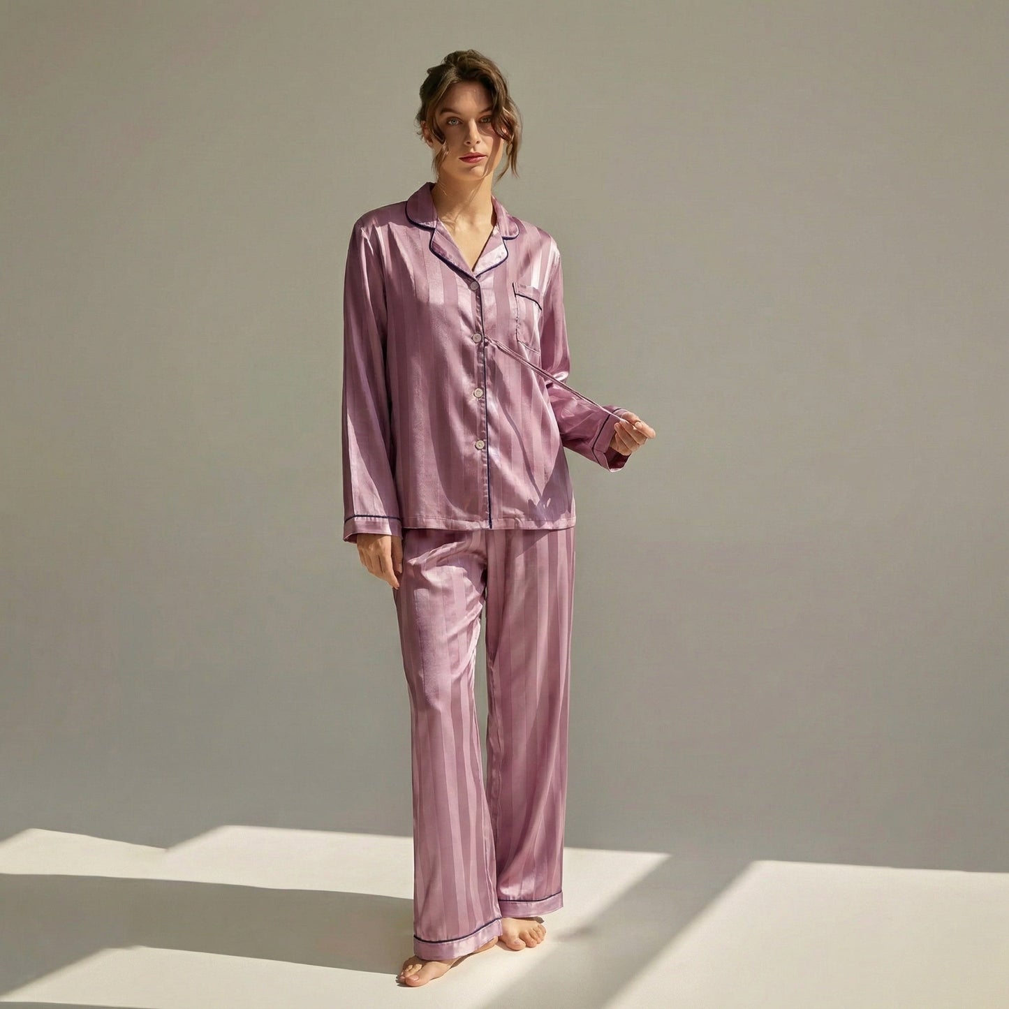 Women’s 100% Silk Long Sleeve Pajama Set